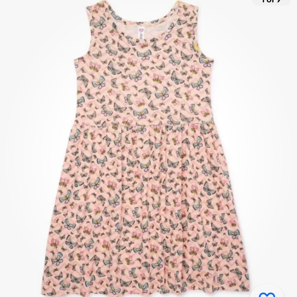 Miss Pink Girls Coral Butterfly Sleeveless Dress 6X NEW